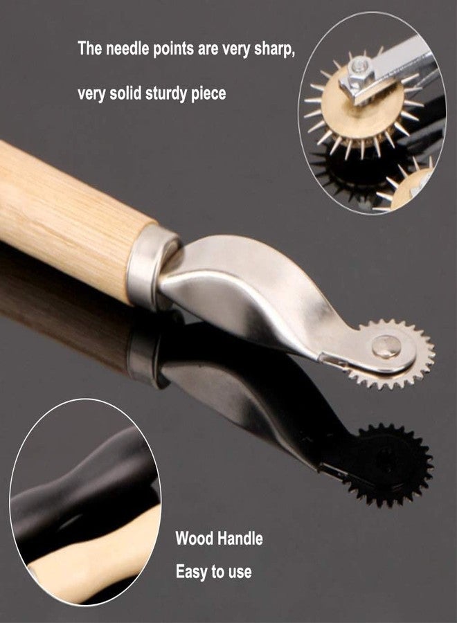 Jasol Tracing Wheel 2 Pcs Tailoring Stitch Marking Spacer, 4.1mm and 2mm Leather Needle Point Tracing Wheel with Wooden Handle for Sewing, Arts and Leather Craft - Image 5
